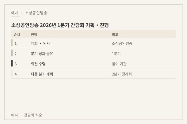소상공인방송 2026년 1분기 간담회 기획·진행 — 예시